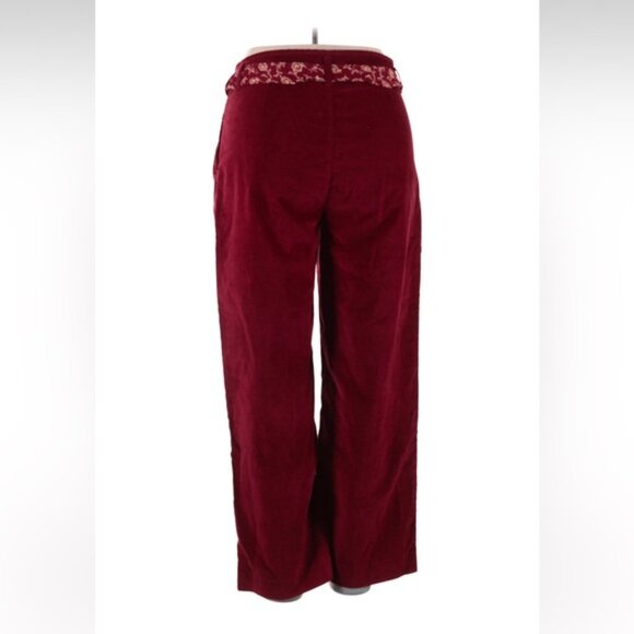 NWT April Cornell Burgundy Corduroy Hepburn Velvet Pant Belted Pants XXL - Picture 2 of 4